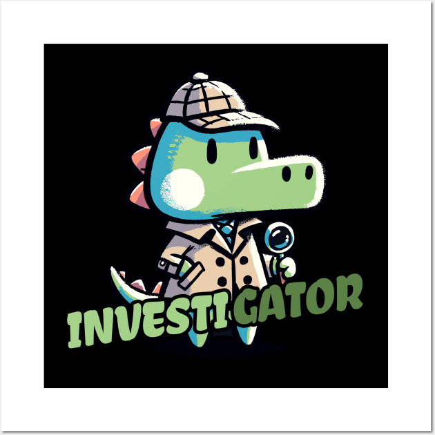 Investigator Aligator Detective Wall Art by DoodleDashDesigns